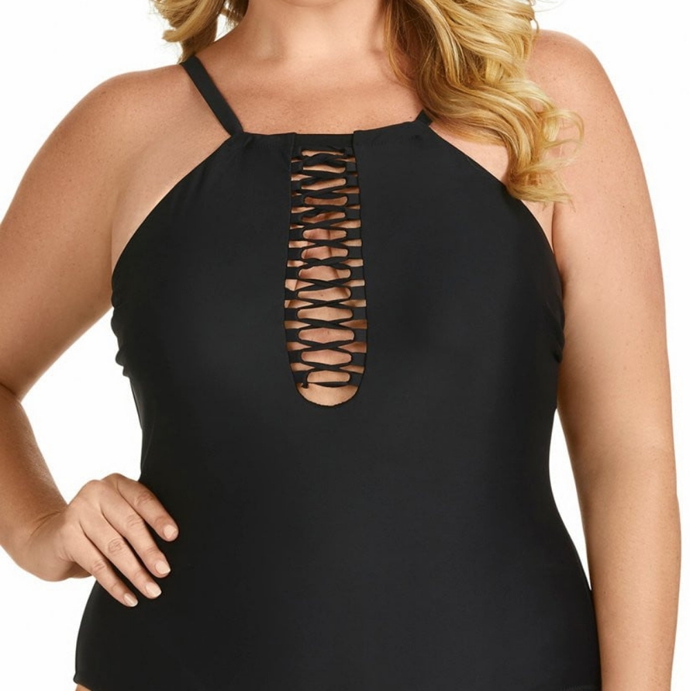 RAISINS CURVE OLA ONE PIECE SWIMSUIT IN BLACK Size 20W NWT